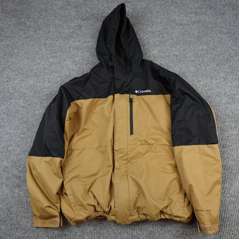 Columbia Hikebound II Jacket Mens XL Brown Black Hooded Omni-Tech
